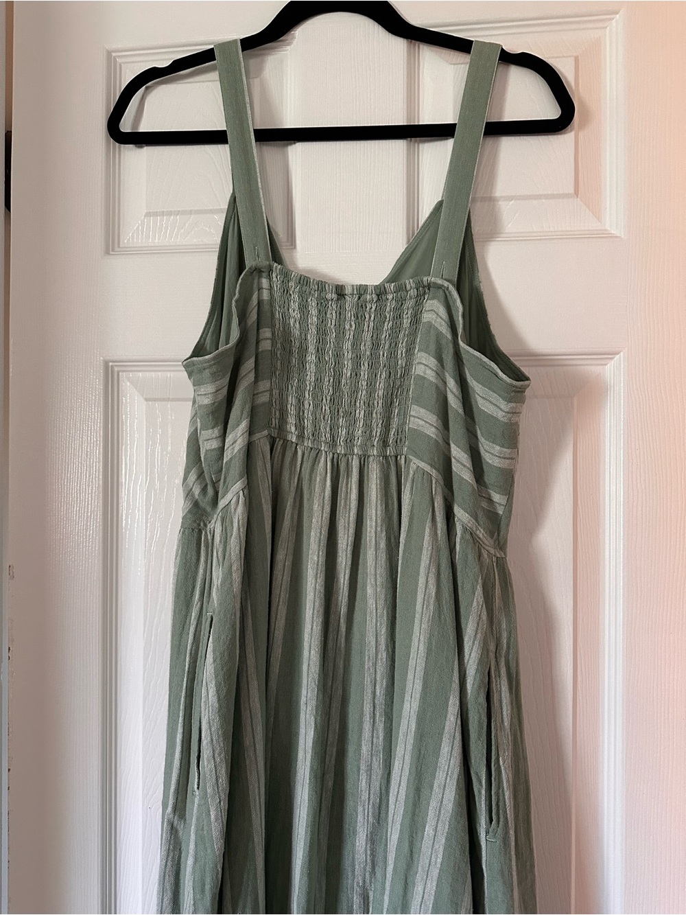 Striped Button-Front Sundress in Sage Green - Picture 4 of 5